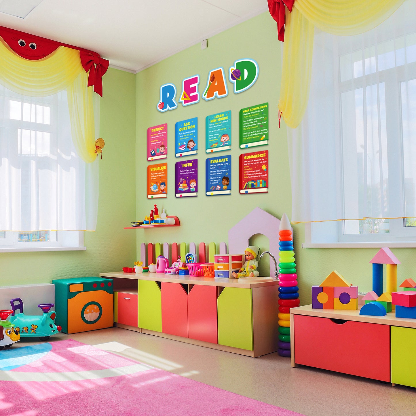 12 Pack Colorful Reading Strategy Posters Classroom Decorations Bulletin Board