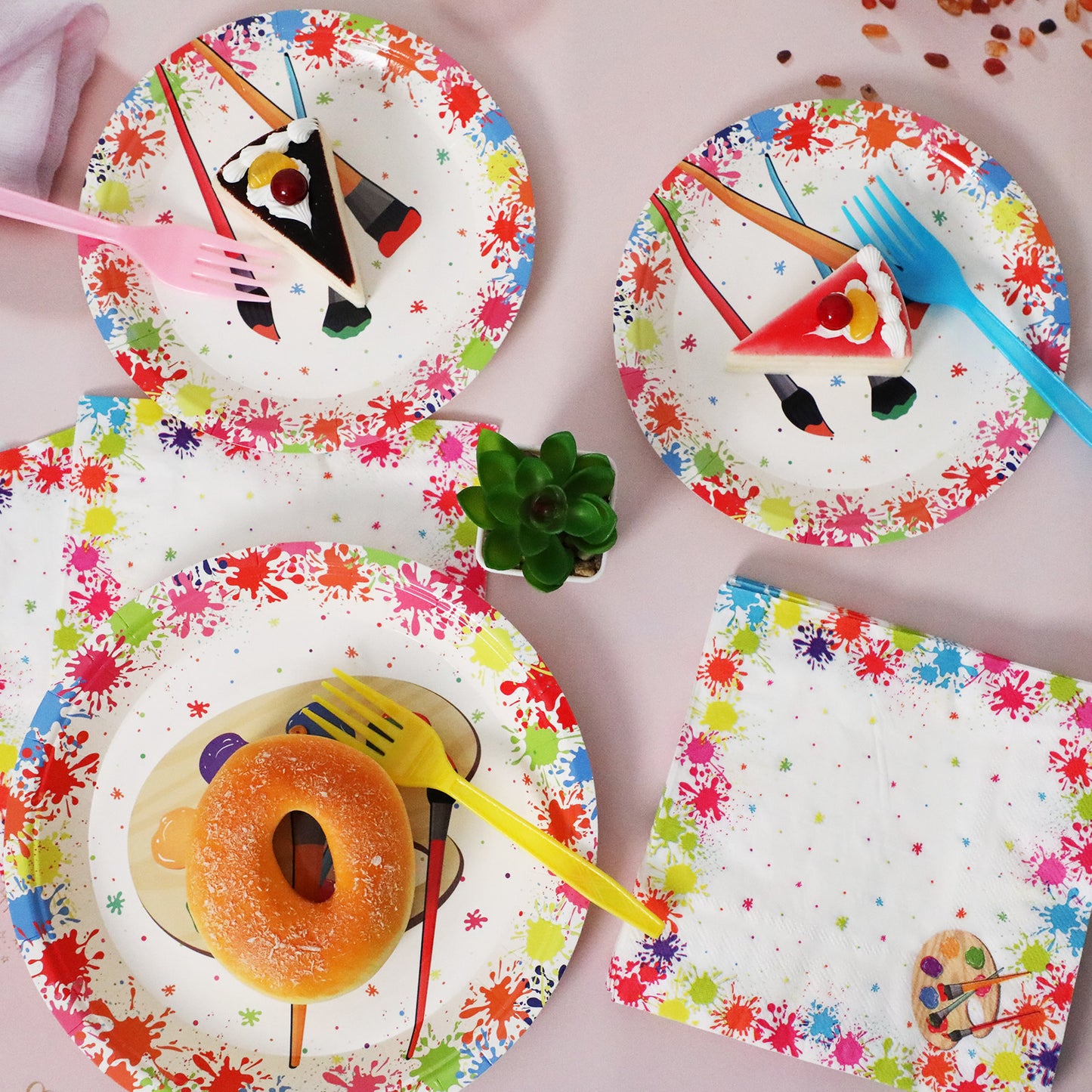 96 Pcs ART paint Party Tableware Decoration Supplies for 24 Guests