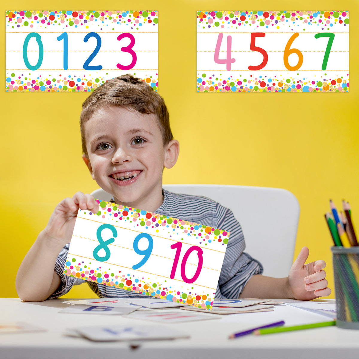 12 Pieces Alphabet Bulletin Board Strips Set Alphabet & Number Border (Confetti)