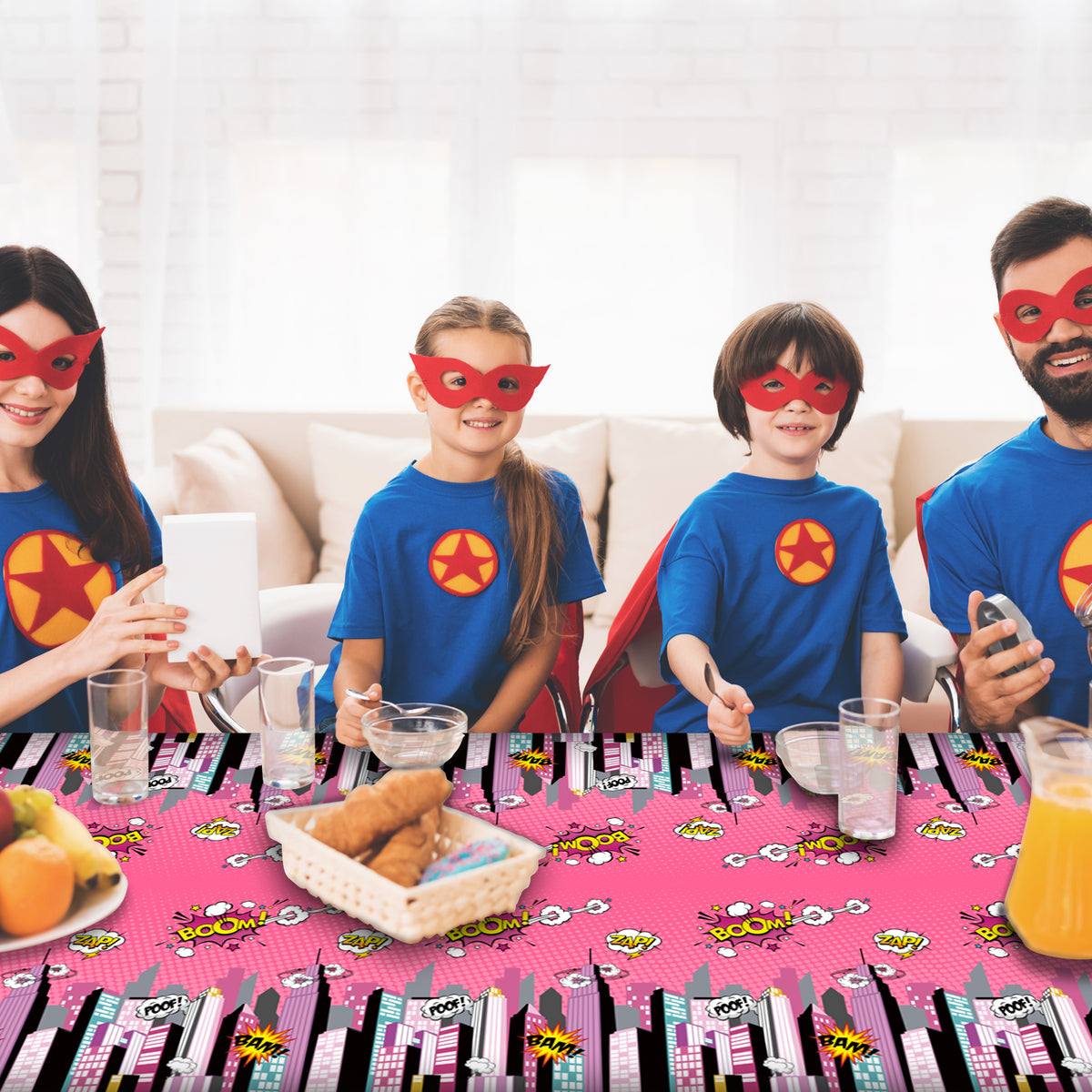 3 Pcs of Super Heroine Party Tablecloth Party Supplies 108 x 51 inch
