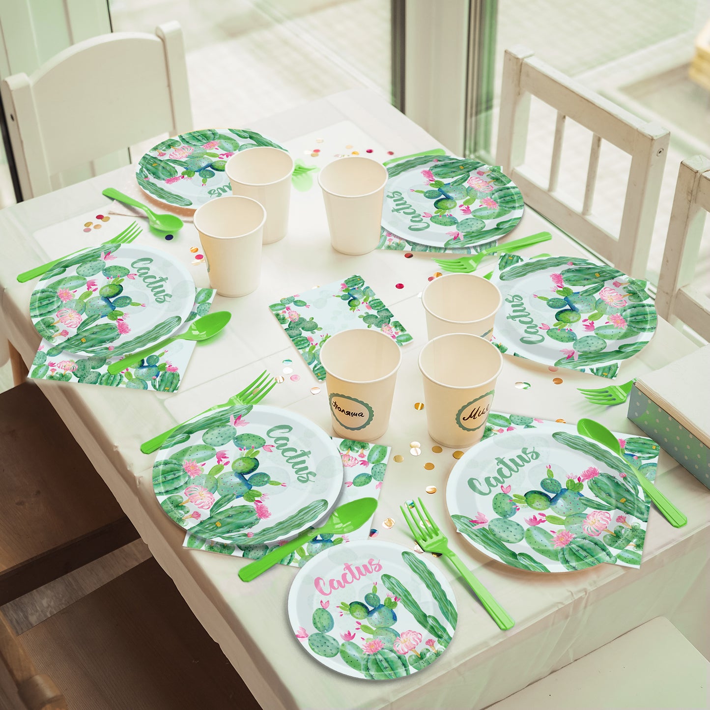 96 Pcs Cactus Party Tableware Supplies for 24 Guests