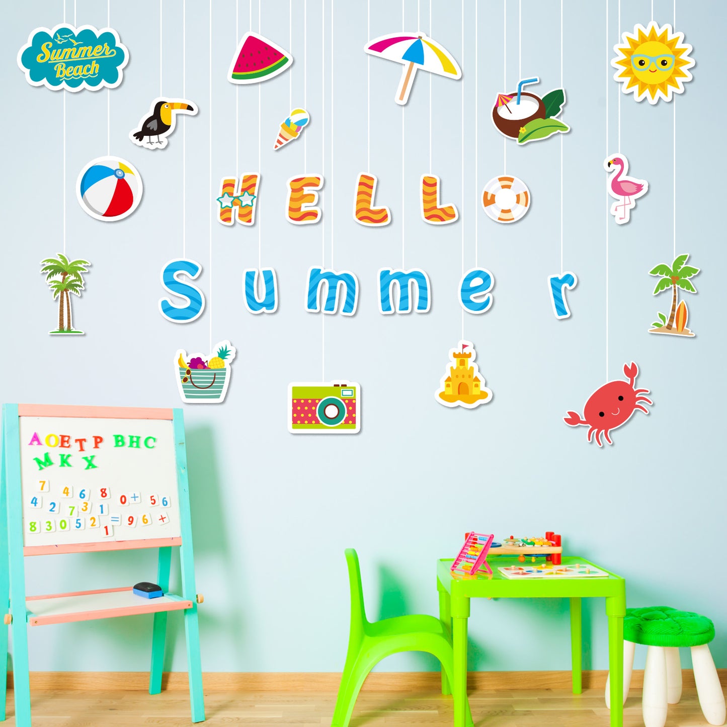 84 Pcs Hello Summer Cut-Outs Colorful Sunflower Inspirational Classroom Decoration
