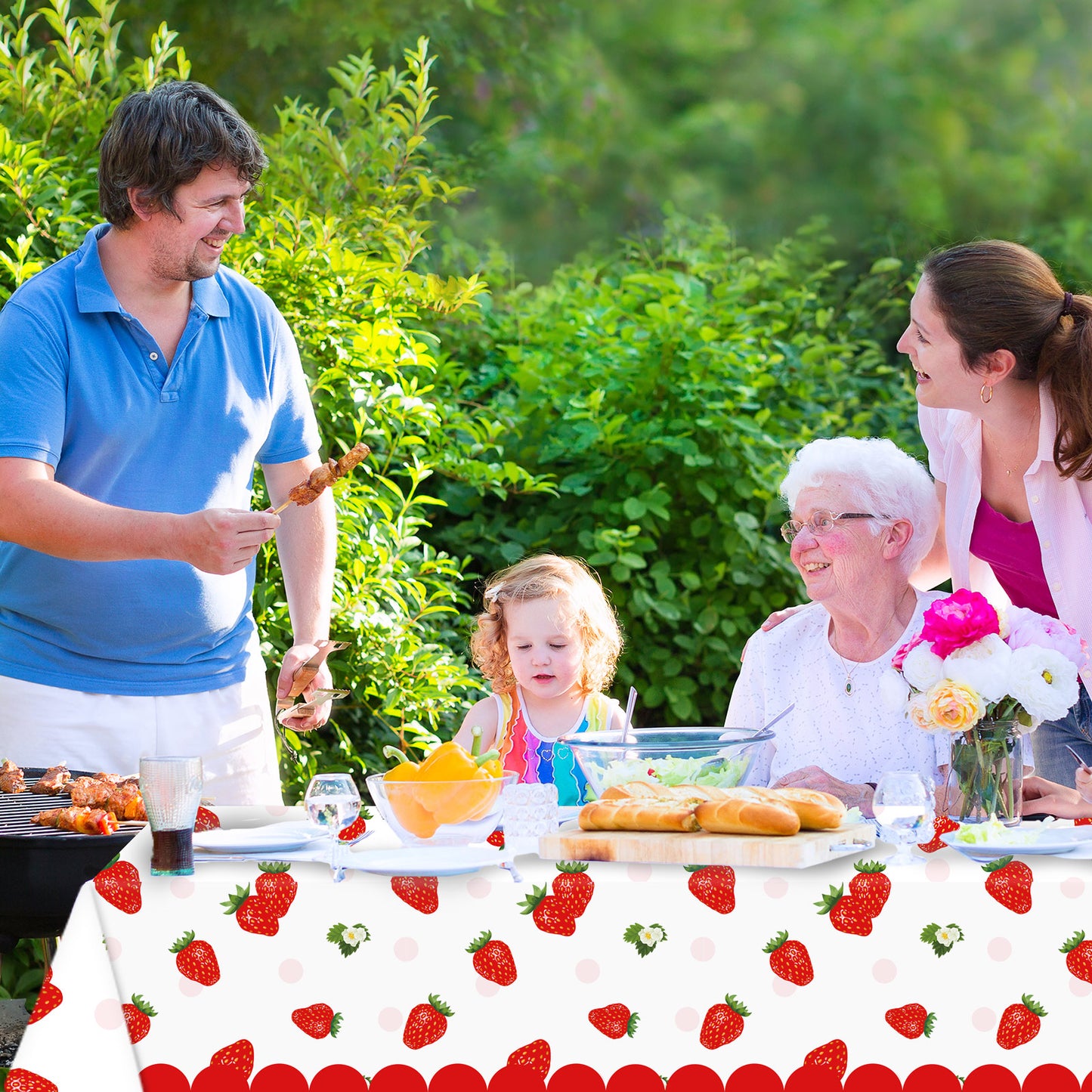 3pcs Strawberry Party Tablecloth party Supplies 108 x 51 Inches