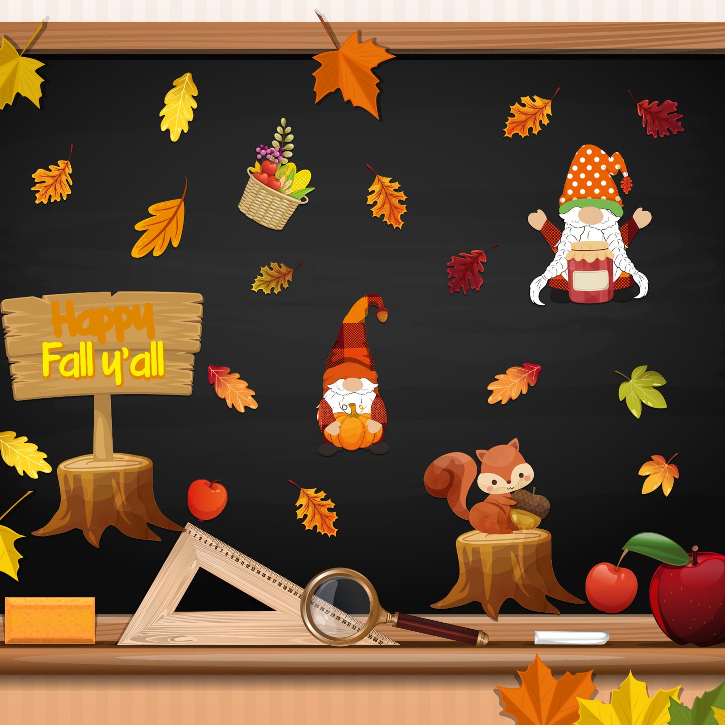 Thanksgiving Autumn Fall Bulletin Board Borders Decorations Pumpkin Patch Cutouts Paper