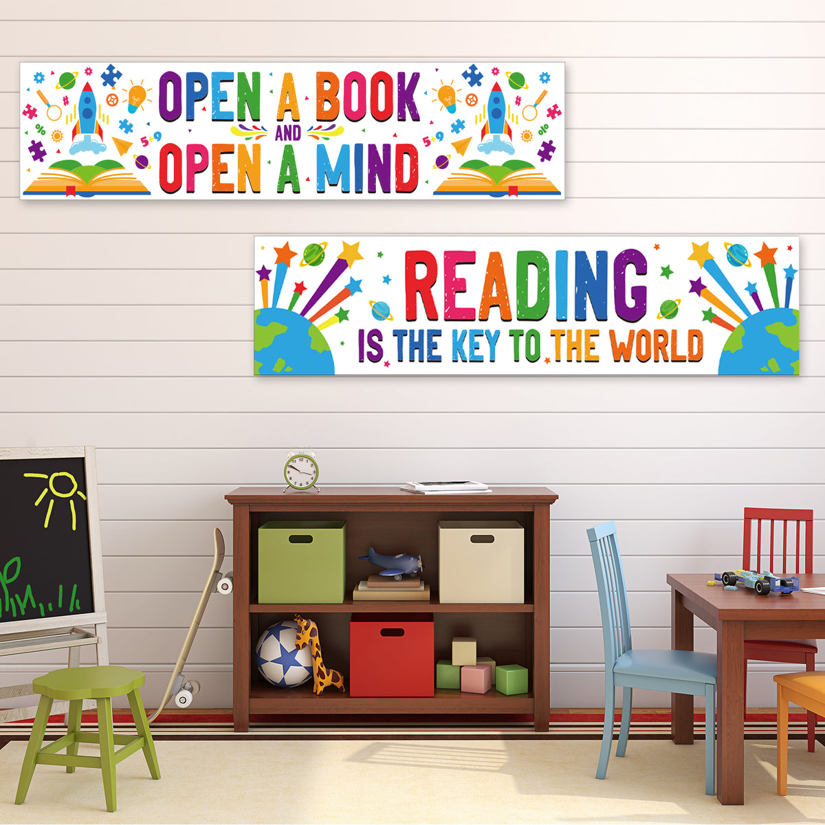 Classroom Decorations Reading Banner Open a Book & Open a Mind