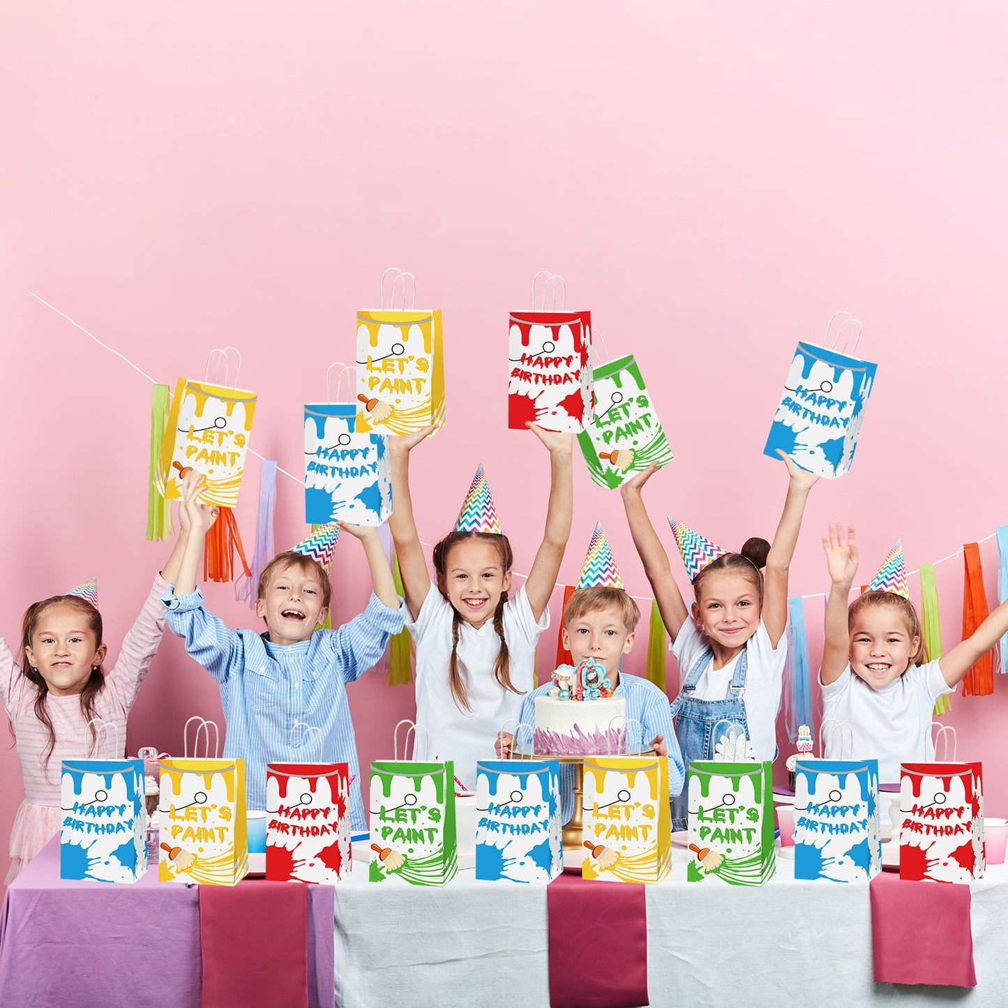 16 Pack Paint bucket Party Bag Art Party Supplies Decorations