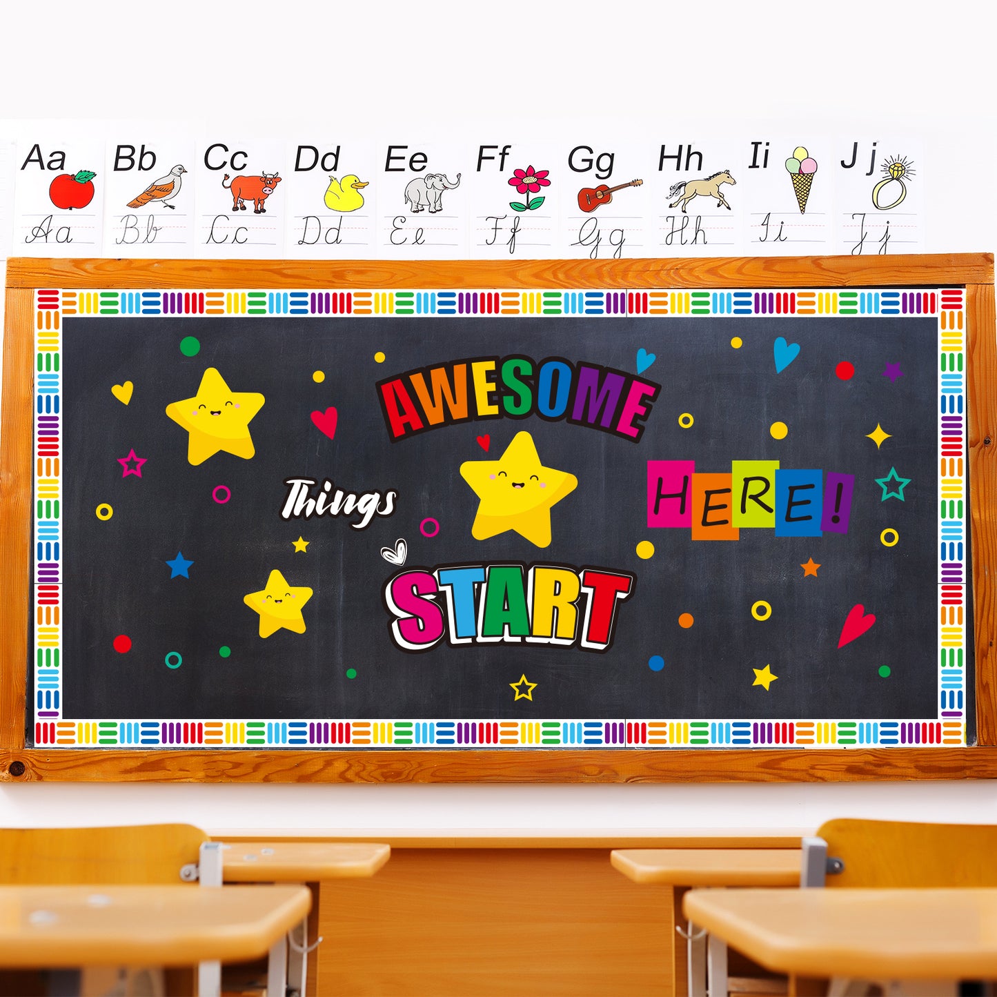 Awesome Things Start Here Classroom Bulletin Board Decoration Set - 152 Pieces
