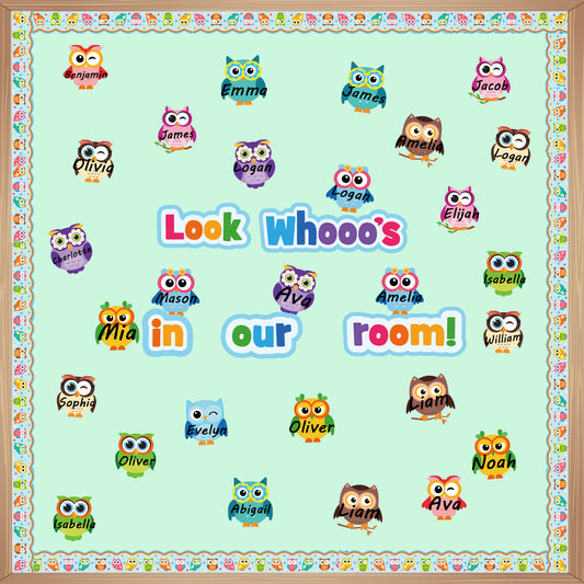 60 Pieces Colorful Owls Bulletin Board Decoration Set (Look whooos in our room)