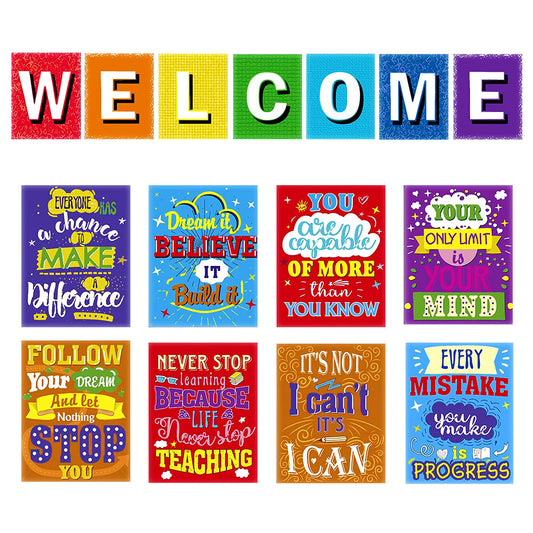 15 Pieces Welcome Inspirational Bulletin Board Decorations Motivational Poster
