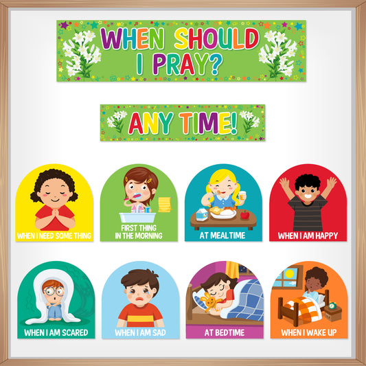 When Should I Pray Cutouts Classroom Bulletin Board Decoration Set