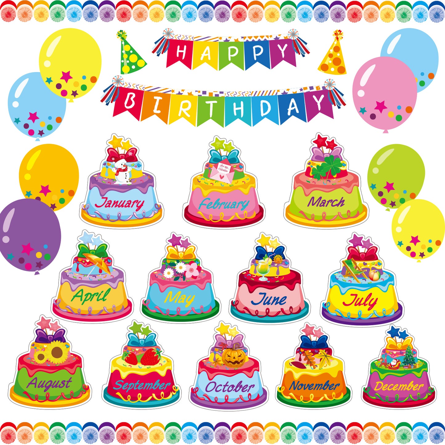44 Pieces Happy Birthday Bulletin Board Set