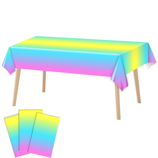 Ombre Party Plastic Tablecloth,Set of 3