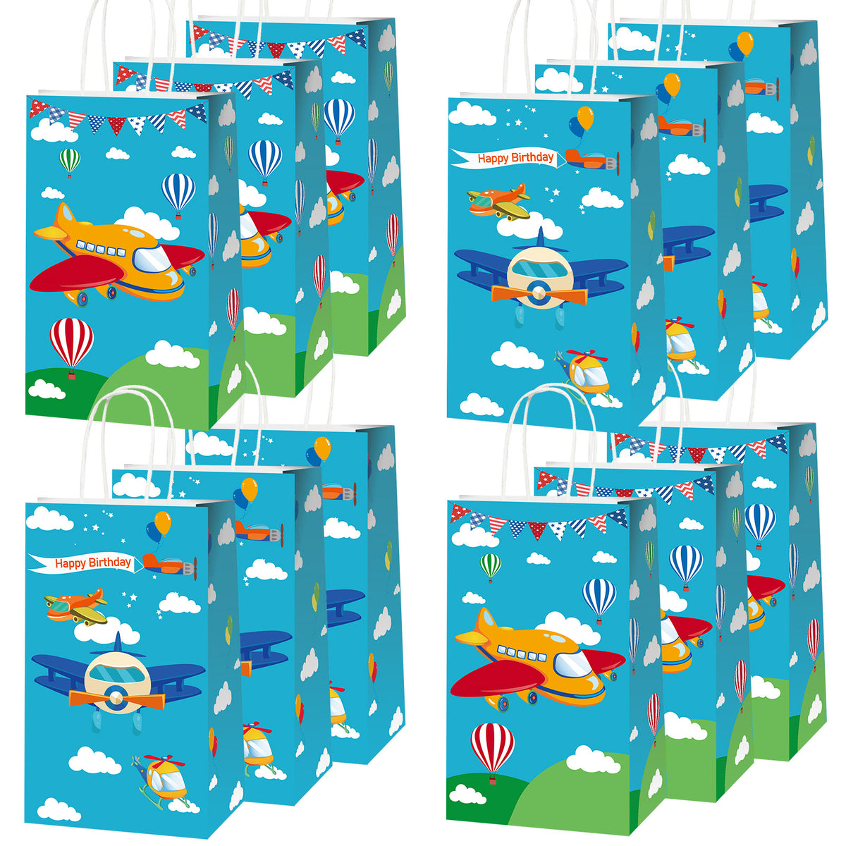 12Pcs Airplane Party Candy Favor Bags Supplies Decorations