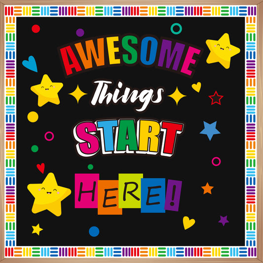 Awesome Things Start Here Classroom Bulletin Board Decoration Set - 152 Pieces