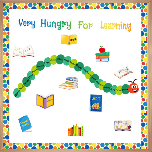 70 Pieces Caterpillars Bulletin Board Decoration Set(Green Caterpillar)