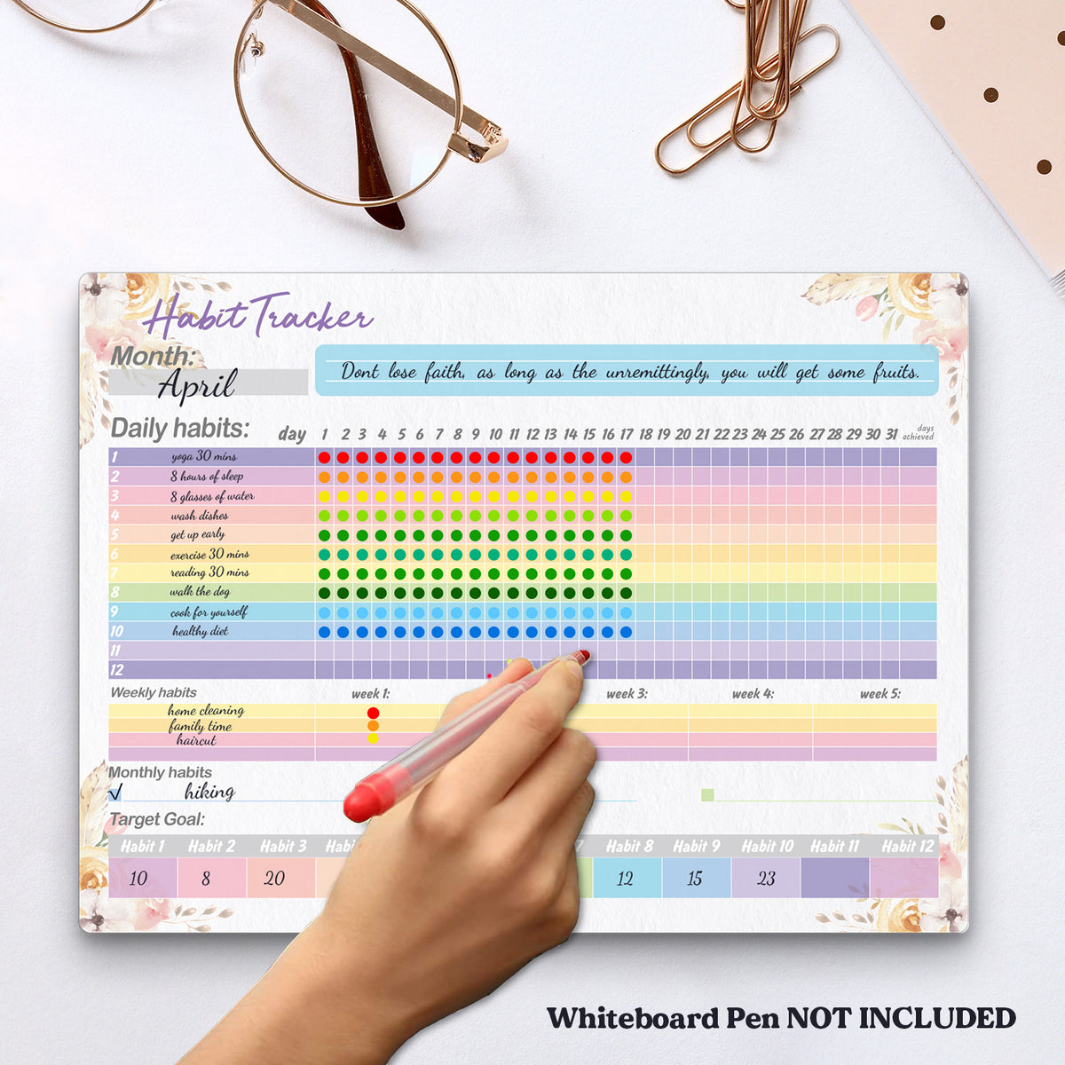 Dry Erase Habit Tracker Calendar Magnetic Refrigerator Organizer