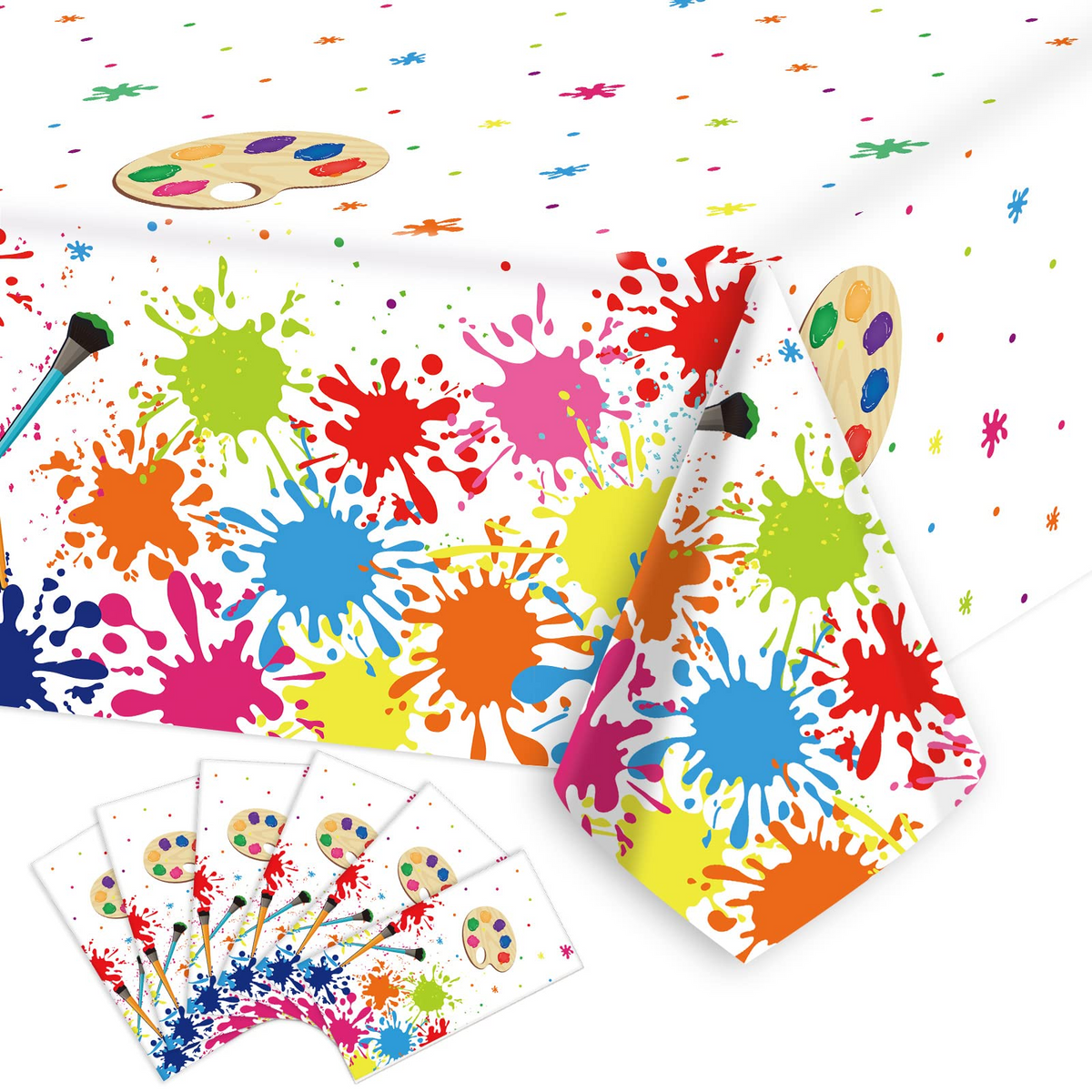 Set of 6 Art Paint Tablecloth Party Supplies 108 x 51 inch