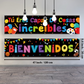 2 Pack Bienvenidos Sign Spanish Welcome Banners with 40 Pieces Adhesive Dots