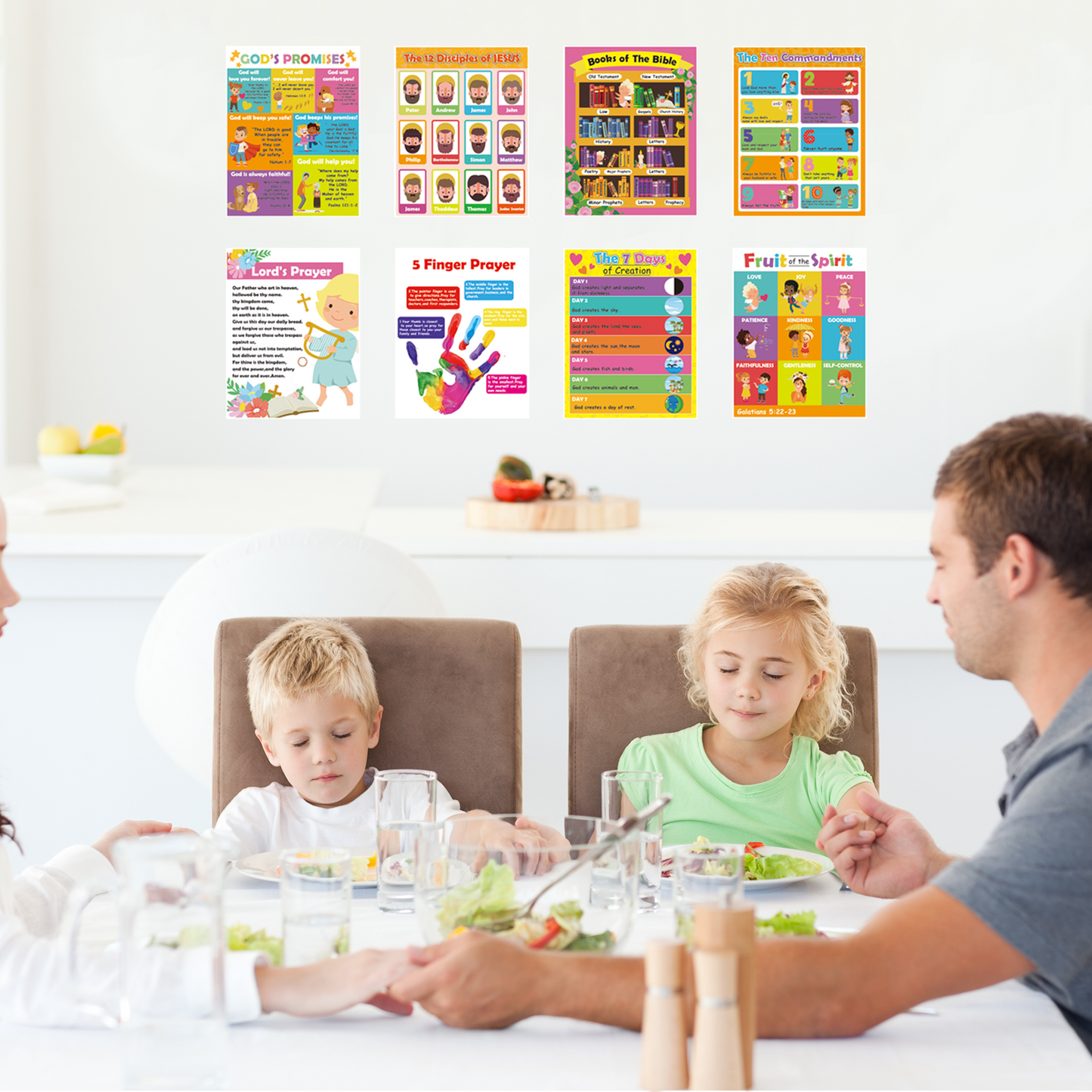 Christian Bible Verse Poster Religious Scripture Wall Poster - 8 Pack